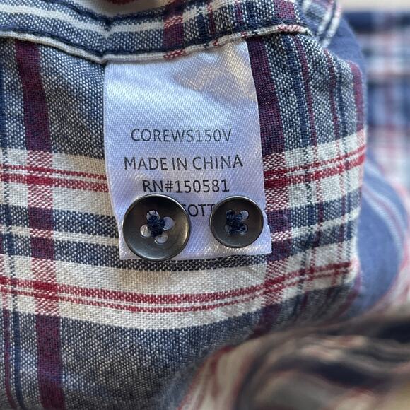 Flag & Anthem Plaid Button Up Shirt Mens Size Extra Large Collared Relaxed Comfy - Picture 7 of 9